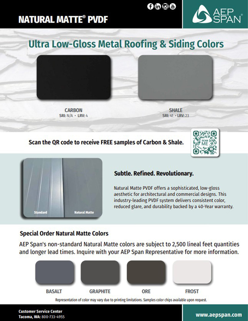 Thumbnail product sheet image for Natural Matte PVDF