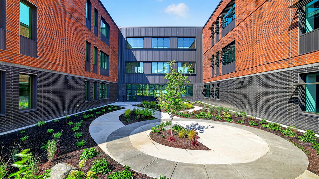 raleigh-hills-school-9 Raleigh Hills School in Beaverton, OR features AEP Span's Select Seam® Narrow Batten, Flush Panel, and Box Rib™ panels.