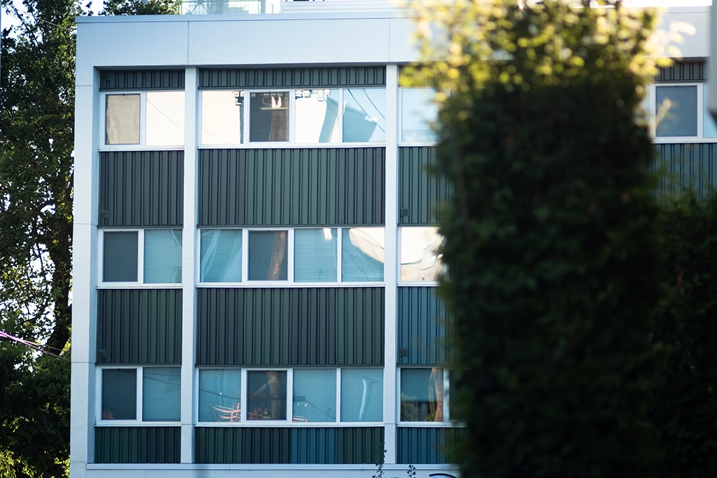 the-mod-9 The Mod apartments in Sacramento, CA feature AEP Span's Box Rib™ metal siding.